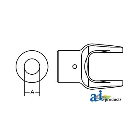 A & I Products Implement Yoke, Round Bore 1" w/ 5/16" Pin Hole 2" x2.5" x4" A-W320665-A